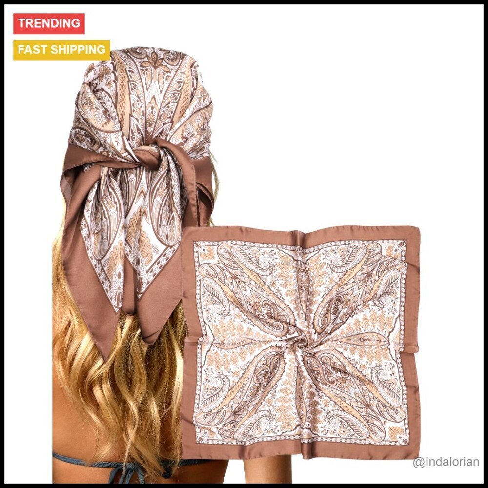 Satin Head Scarf Silk-Like Square Wrap Versatile Hair Neck Accessory